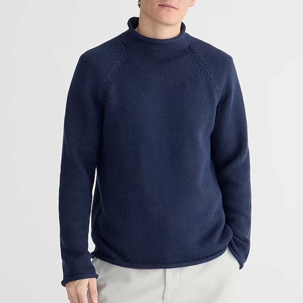 NWOT J crew 1988 heritage cotton Rollneck™ sweater navy blue